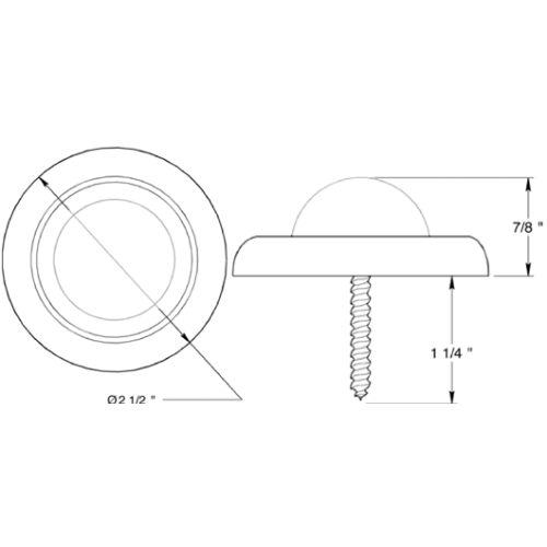 Wall Mounted Door Stop - Convex Bumper, 2.5"