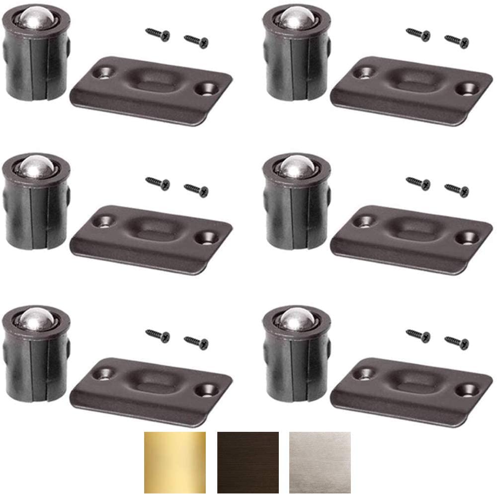 Drive-in Ball Catch with Strike Plate for Closet Doors- 6 Pack