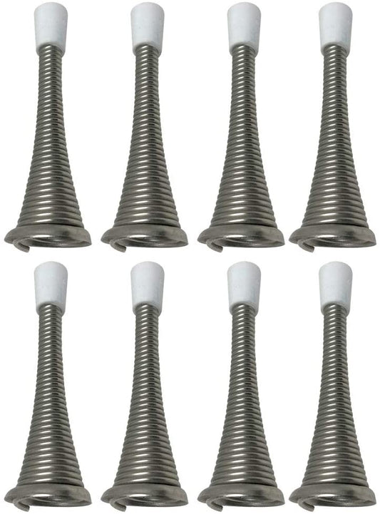 Spring Door Stop 3" Premium Heavy Duty Stopper Steel w/Plastic Bumper - 8 Pack
