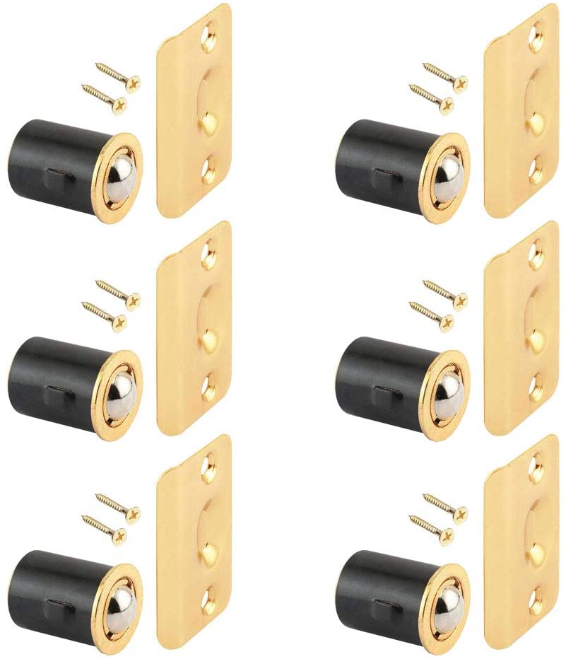 Drive-in Ball Catch with Strike Plate for Closet Doors- 6 Pack